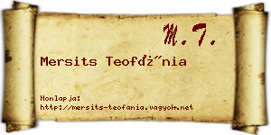 Mersits Teofánia névjegykártya